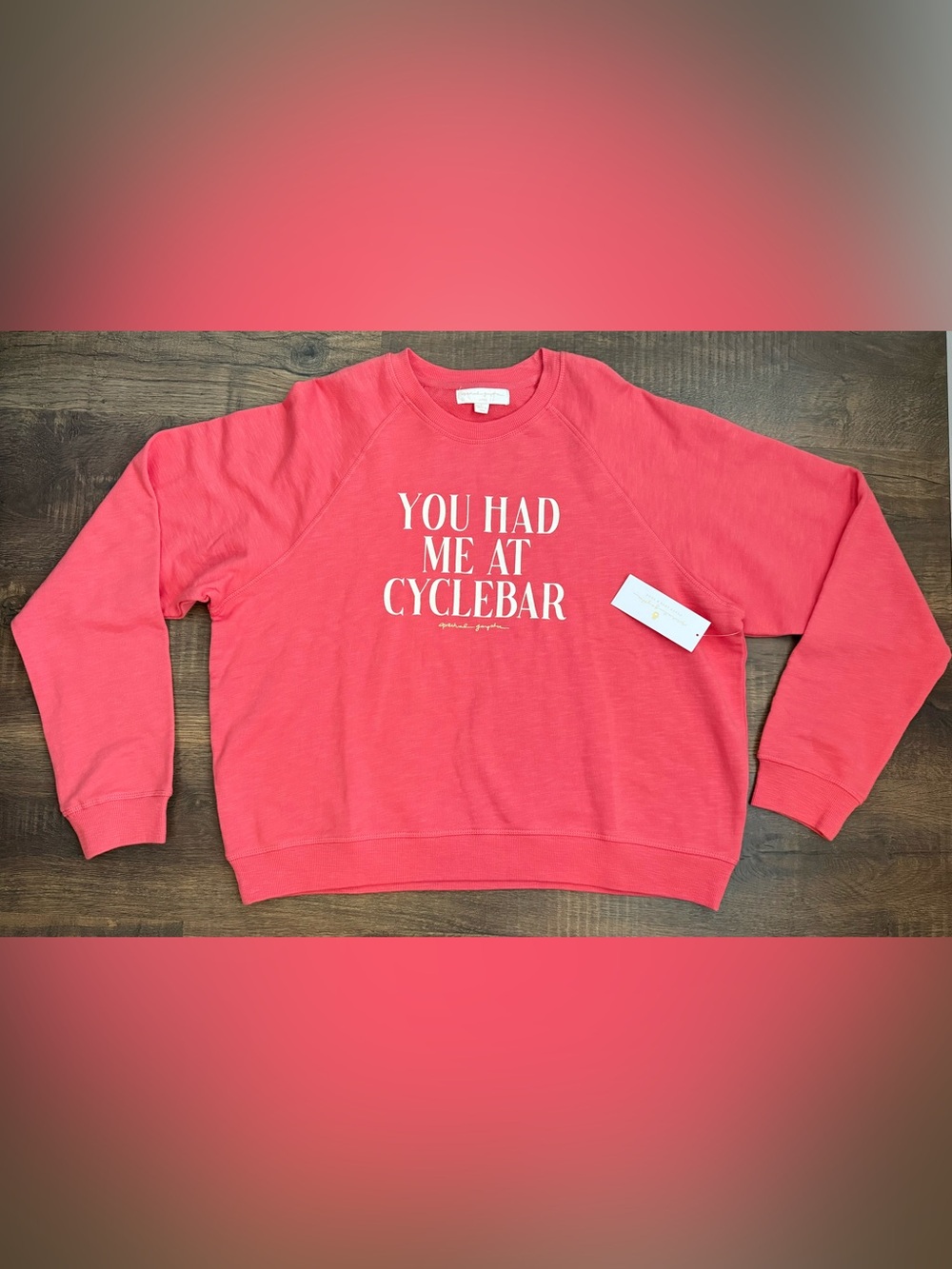 Spiritual Gangster “You Had Me At Cyclebar”Pink Graphic Sweatshirt nwt L